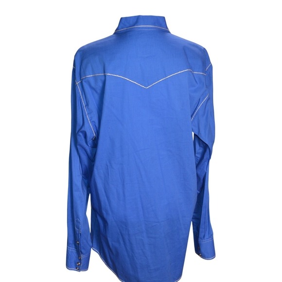 Roper Men's Blue Western Button Up Shirt Contrast Stitch Long Sleeve Cowboy Yoke - Picture 4 of 6
